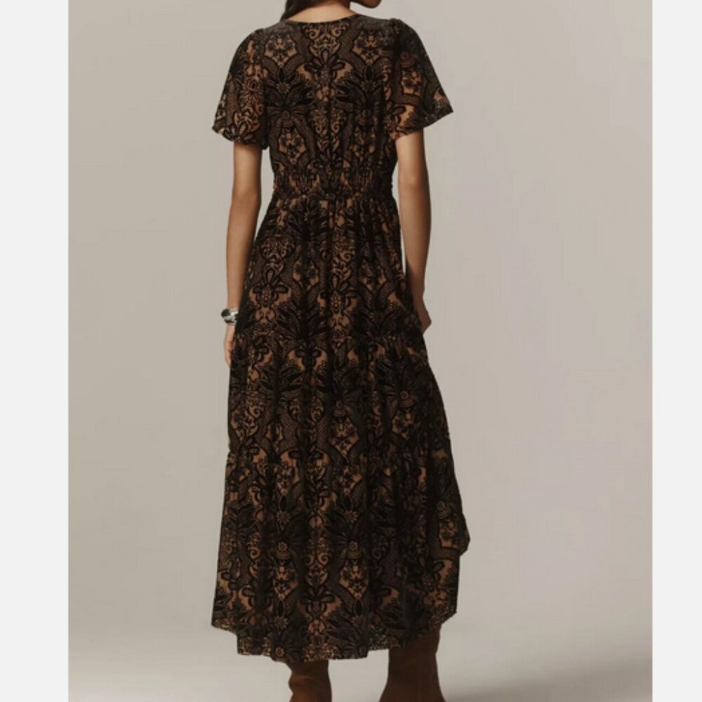 Anthropologie The Somerset Velvet Edition Maxi Dress Tiered Black M Nwt Medium - Picture 2 of 7